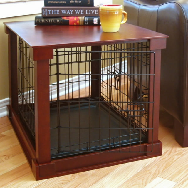 Merry Products End Table Dog Crate, Mahogany, Small, 24L x 18W x 19H in