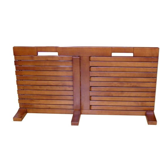 Contemporary Home Living 29.75" Mahogany Brown Unique High Gate-N-Crate Rectangular Folding Pet Gate