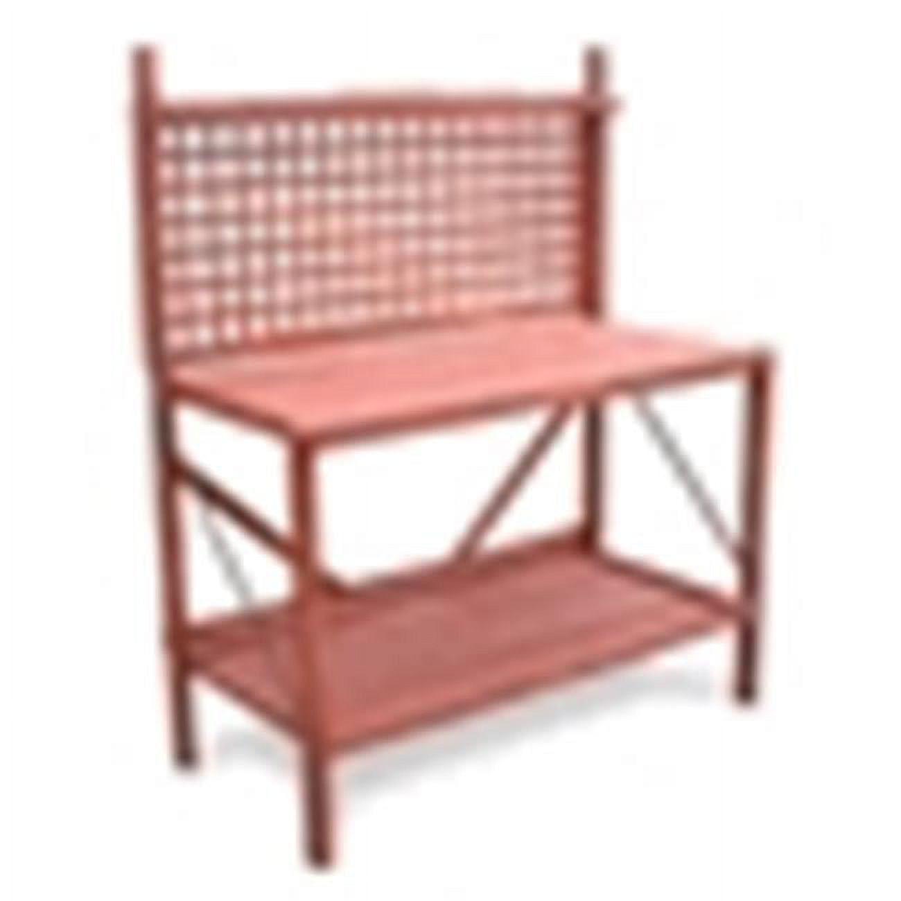 Foldable Red Wood Potting Bench with Shelves