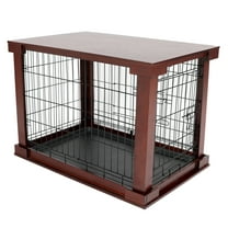 Contemporary Home Living 30" Brown Mahogany Medium Pet Cage with Crate Cover