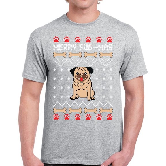 Merry Pugmas Shirt for Men Tshirt Christmas Party - S M L XL 2XL 3XL 4XL 5XL Xmas Graphic Tee - T-Shirt Christmas Holiday Mens Gift