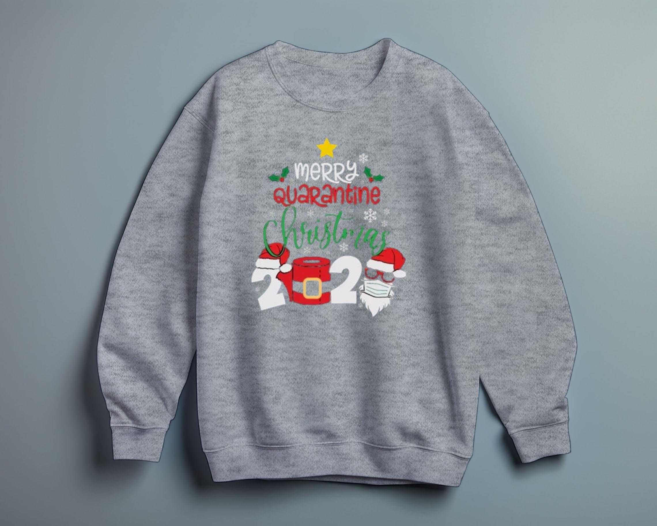 Merry Quarantine Christmas 2025 shirt Santa with face mask Sweatshirt