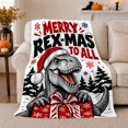 thumbnail image 1 of Merry Rex-Mas T-Rex Dinosaur Christmas Puns Holiday Joy, Festive Holiday Scene, Warm Flannel Blanket for Living Room and Reading Nook, Art Lovers Christmas Gift, Festive Home Decor, 1 of 9