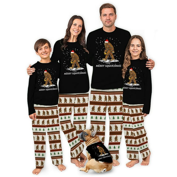 Merry Sasquatch Matching Family Xmas Pajamas, 2 Pieces, Size NB - Men ...