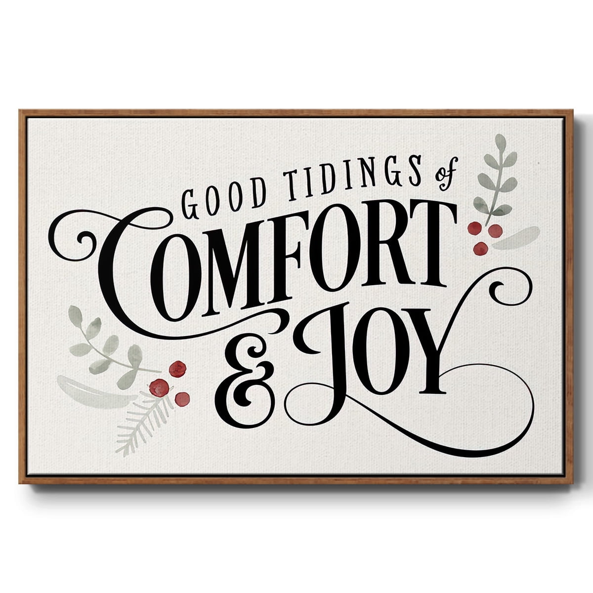 Merry Sentiment I - Framed Gallery Wrapped Holiday Canvas - 25 x 37 - Rosewood Frame