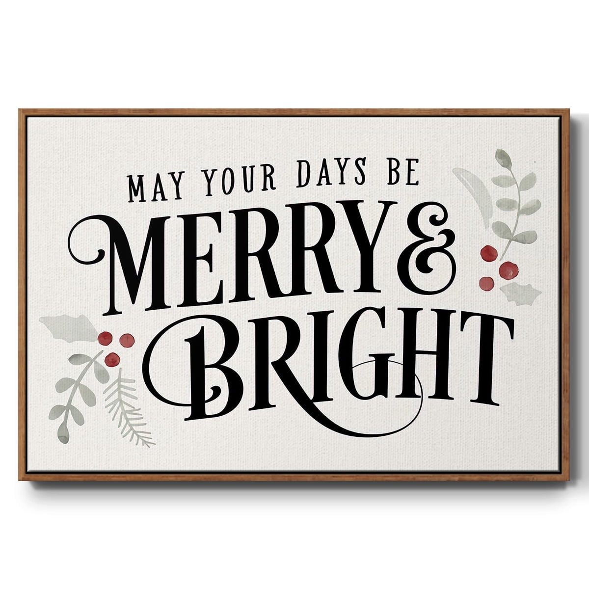 Merry Sentiment II - Framed Gallery Wrapped Holiday Canvas - 25 x 37 - Rosewood Frame