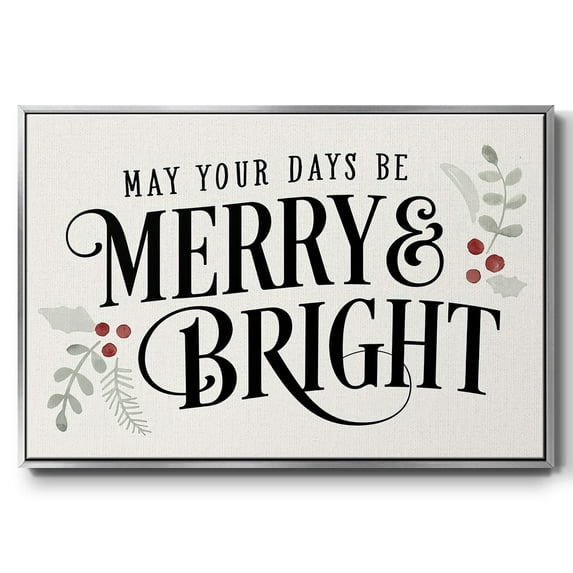 Merry Sentiment II - Framed Gallery Wrapped Holiday Canvas - 25 x 37 - Silver Frame