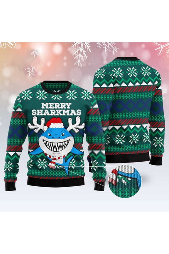 Merry Sharkmas 3D Christmas Sweater, Funny Xmas Sweater, Sweater Xmas