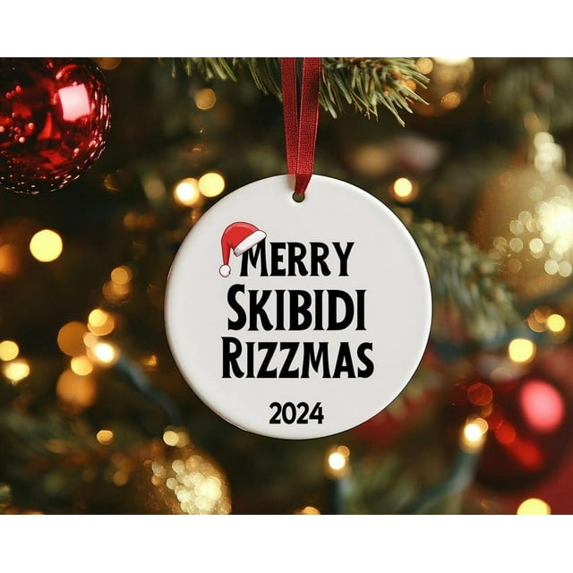 Merry Skibidi Rizzmas Christmas Ornament, Gen Z Teenager Xmas Gift