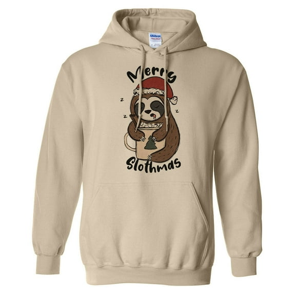 Merry Slothmas Hoodie Sweatshirt Unisex 3X-Large Sand