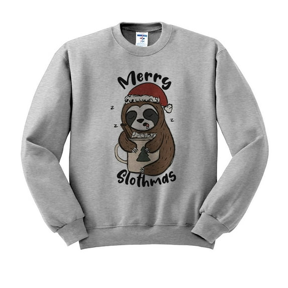 Merry Slothmas Sweatshirt Unisex 3X-Large Grey