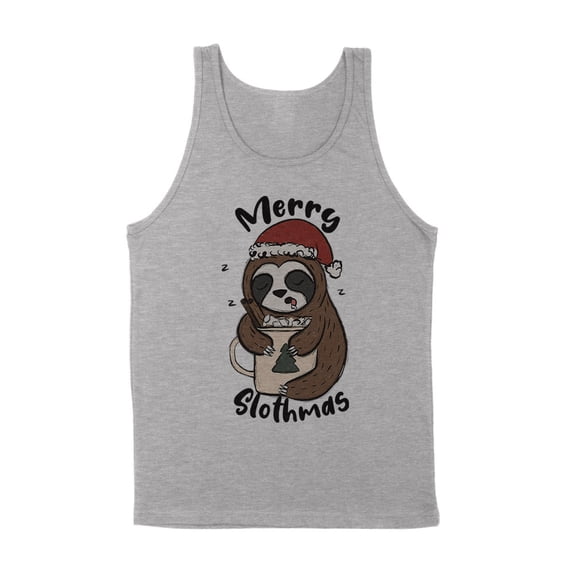 Merry Slothmas Tank Top Unisex Small Grey