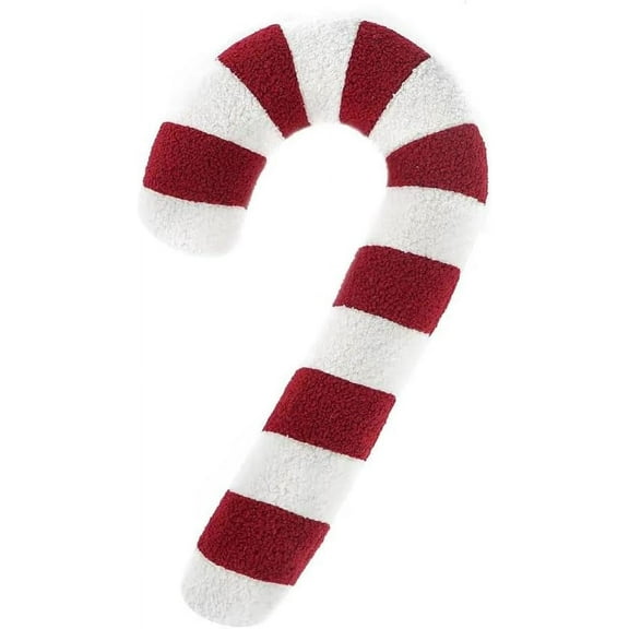 Merry Soft Cozy Teddy Fleece Sherpa Plusg Candy Cane Shape Pillow Cushions for Home Decorative