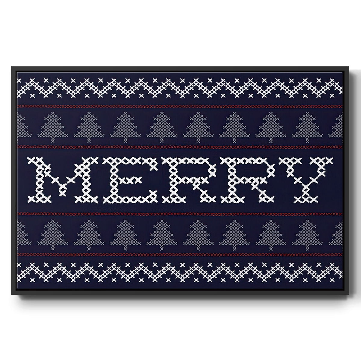Merry Sweater - Framed Gallery Wrapped Holiday Canvas - 25 x 37 - Black Frame