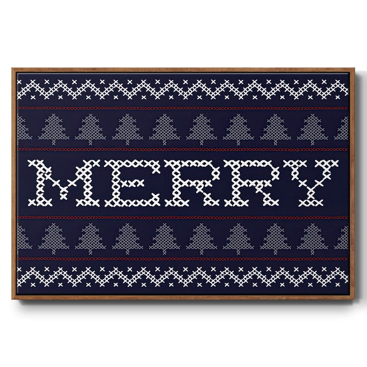 Merry Sweater - Framed Gallery Wrapped Holiday Canvas - 27 x 41 - Rosewood Frame