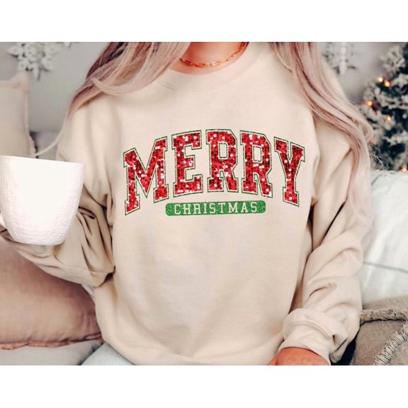 Merry Sweatshirt,Glitter-Effect Hoodie, Sweatshirts For Women, ,Merry Shirt,Ana2186, Sweatshirt Size S-5Xl