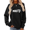 thumbnail image 1 of Merry Sweatshirt Women Merry Graphic Letter Printed Crewneck Sweatshirts Tops, 1 of 4