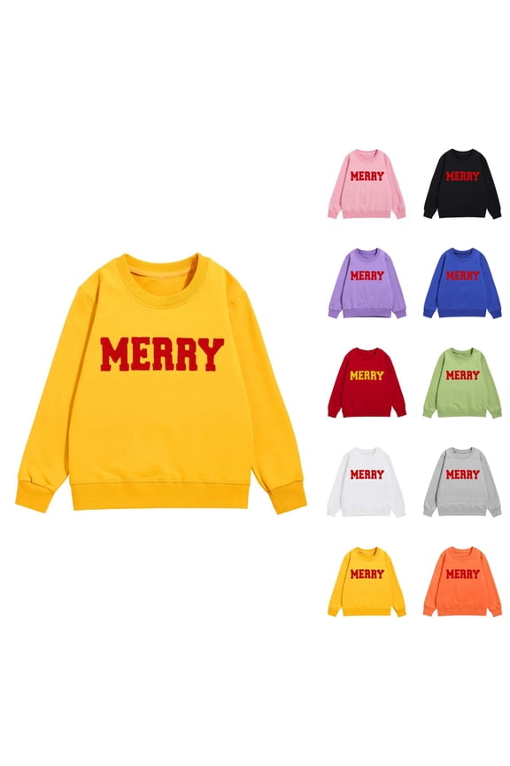Merry Sweatshirts for Girl 2025 Long Sleeve Crewneck Christmas Graphic Sweatshirt Pullover Tops