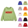 thumbnail image 1 of Merry Sweatshirts for Girl Crewneck Long Sleeve Christmas Graphic Sweatshirt Kids Pullover Tops, 1 of 1