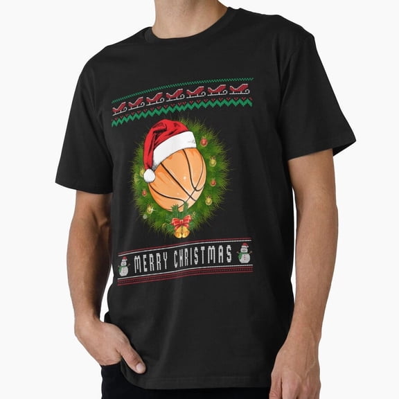 Merry Swishmas Funny Ugly Christmas Basketball Gift Fans Unisex T-Shirt, up to size 5XL