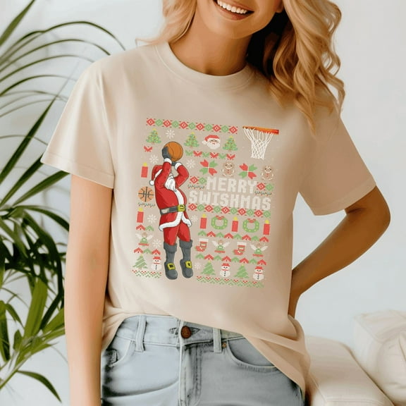 Merry Swishmas Ugly Christmas Basketball Christmas, Retro Christmas Shirt, Xmas TShirt, Cute Santa Claus Holiday, Merry Christmas Gift