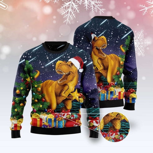 Merry T-Rex Christmas 3D Christmas Sweater, Funny Xmas Sweater, Sweater Xmas