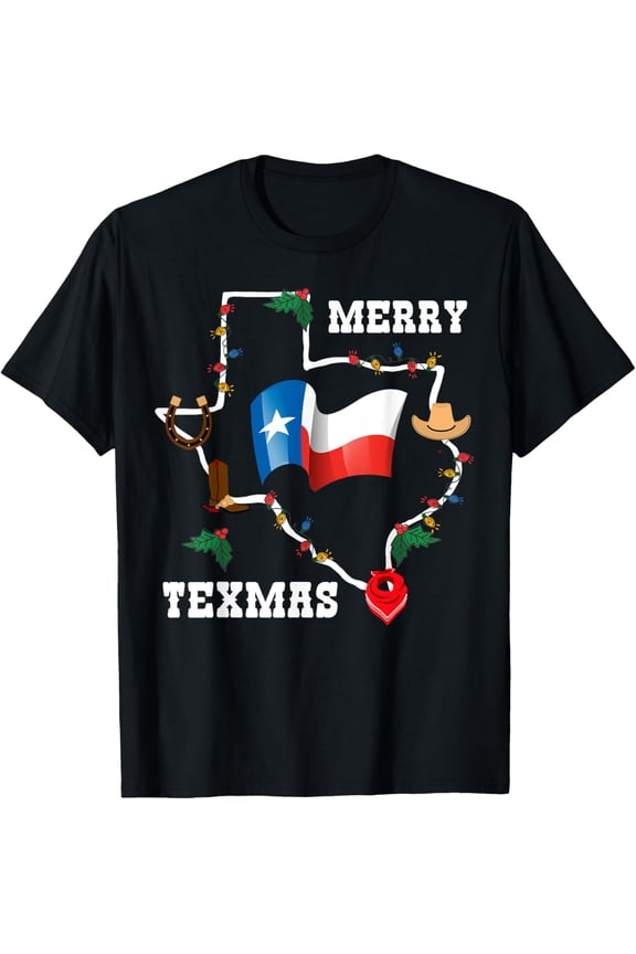 Merry Texmas Texas Flag Christmas Xmas Family Holidays Gift T-Shirt