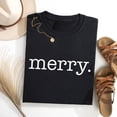 thumbnail image 1 of Merry - Themed Graphic Tee, Tops Has Simple "merry." Design, Round Neck Regular Fit T - shirts, Size(S - 5XL), 1 of 5