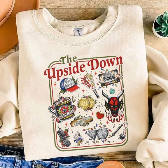Merry Upside Down Xmas Sweatshirt, Rocking Around The Upside Down Sweatshirt - Sizes S-5XL ,MinimalTee