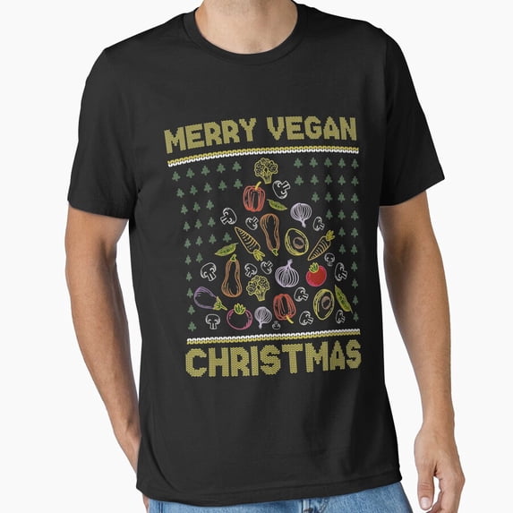 Merry Vegan Holiday Vegetables Inspired Funny Love Cute Cartoon Heart Unisex T-Shirt, up to size 5XL