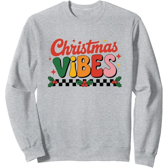 Merry Vibes Only Vintage Christmas Lights Womens Sweatshirt