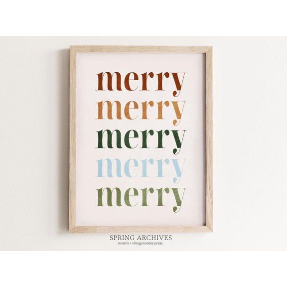 Merry Wall Art, Simple, Festive Quote Home Decor, Typography Poster, Unframed Canvas Size 16x24 F03.1.14l2350