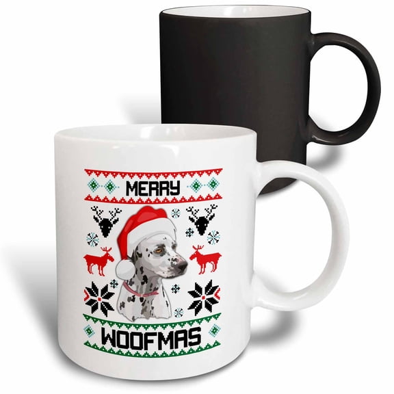 3drose, Merry Woofmas Dalmatian Dog Christmas Gift, 11oz Magic Transforming Mug