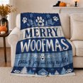 thumbnail image 1 of Merry Woofmas Holiday Dog Lover Rustic Dog Dad, Festive Pet Portrait Pattern, Warm Flannel Blanket for Cabin and Lodge, Dog Lovers Father's Day Gift, Pet Lover Home Decor, 1 of 9