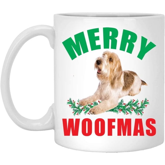 Merry Woofmas Petit Basset Griffon Vendeen White Golden 2022 Christmas Gifts New Years 2023 Decorations Coffee Mug Ceramic White 11 oz
