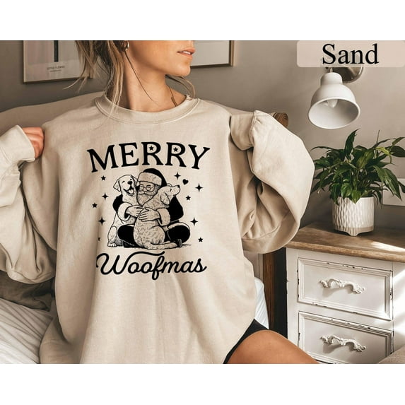 Merry Woofmas Sweatshirt: Dog Lover Winter Crewneck200 Sweatshirt All Size S-5XL