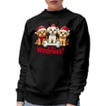 thumbnail image 1 of Merry Woofmas feat. Puppies - Merry Christmas with Cute Animals, Black Crewneck Sweatshirt, Small, 1 of 2