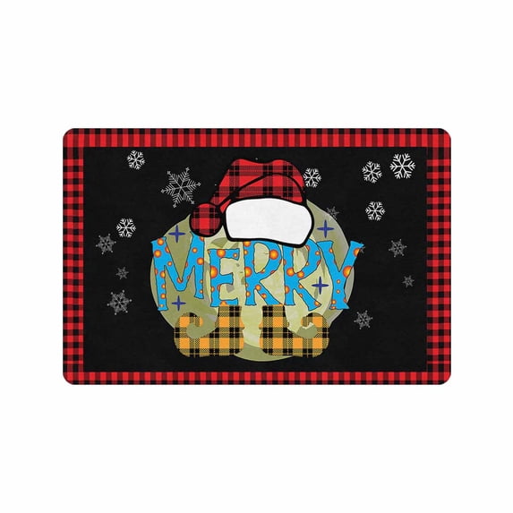 Merry Xmas Door Mat Christmas Welcome Mats Outdoor Indoor Entrance Floor Mat Anti-Slip Holiday Christmas Decorations for Outside Famhouse Decor，24 x 16 Inch 30x 18 Inch