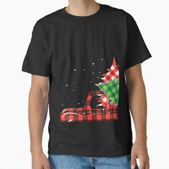Merry Xmas Leopard Buffalo Truck Tree Red Plaid Holiday Unisex T-Shirt, up to size 5XL