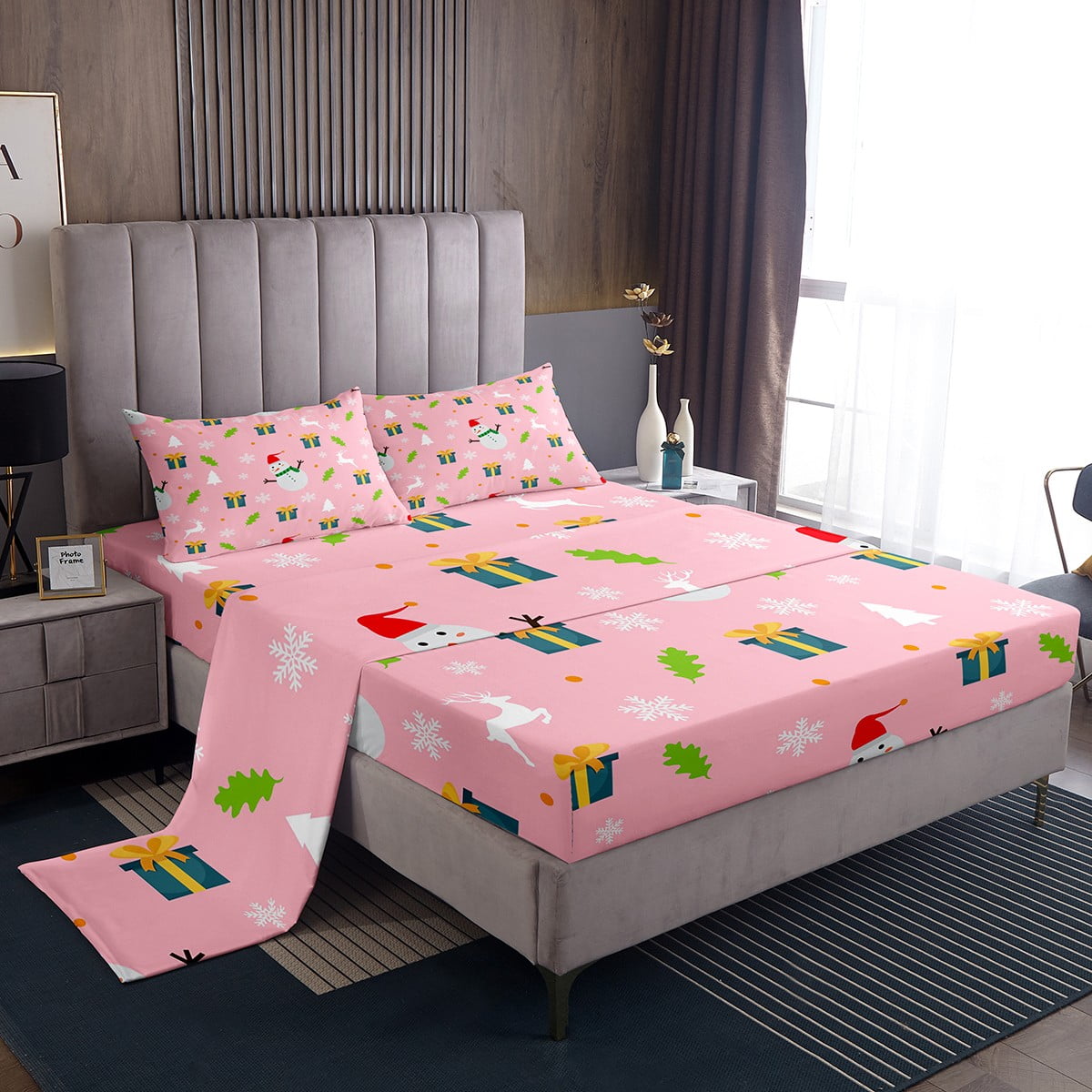 Merry Xmas Sheets Full Size, Snowman Snowflakes Sheet Set For Kids