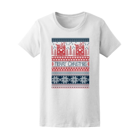 Merry Xmas Snowflakes Winter T-Shirt Women -Image by Shutterstock, Female Medium
