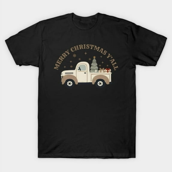 Merry Yall Country Truck Rustic Christmas Graphic, H49482 Unisex T-Shirt, Up to 5XL Available