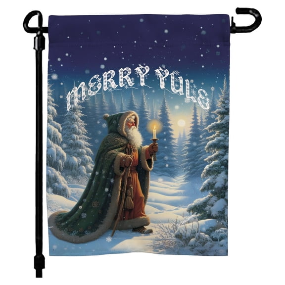 Merry Yule -12 x 17 Inch Winter Solstice Garden Flag, Pagan Holiday Outdoor Yard Decor