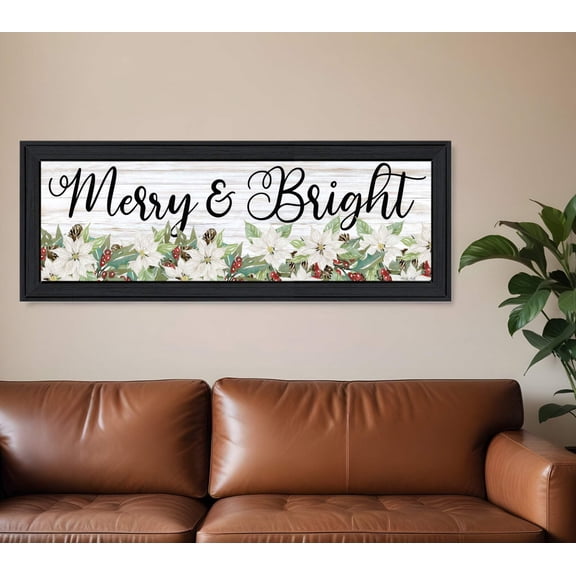 HomeRoots 529708 Horizontal Merry & Bright Black Framed Print Wall Art
