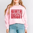thumbnail image 1 of Merry and Bright Block Distressed - Women's Graphic Sweatshirt, 1 of 15