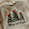 thumbnail image 1 of Merry and Bright Christmas Pine-tree Coquette Bow Embroidered Cotton Sweatshirt, 1 of 5