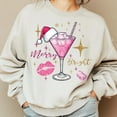 thumbnail image 1 of Merry and Bright Christmas Sweatshirt, Glitter Martini Crewneck, Festive Holiday Drink Pullover, Christmas Alcohol Shirt with Candy Cane Accent, 1 of 5
