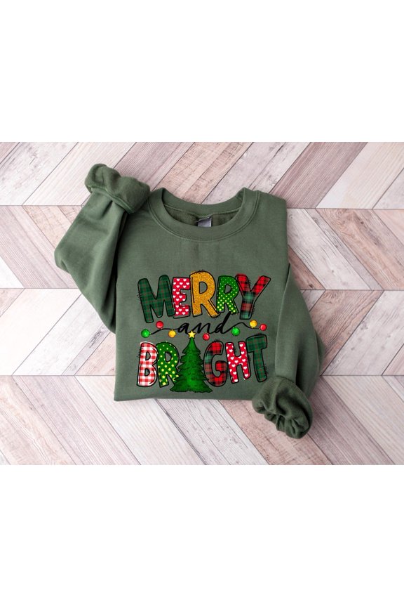 Merry and Bright Christmas Sweatshirt, Merry and Bright Christmas T-shirt, Merry and Bright Christmas Gift Hoodie, Gift For Christmas Shirt