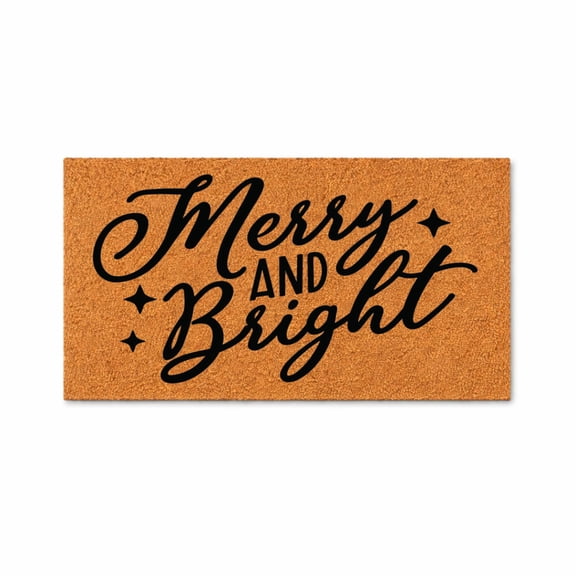 Merry and Bright Doormat, Christmas Welcome Mat, Coir Front Door Mat, Winter Entryway Decor, Holiday Gift 2067 (16x24 inches) 2067
