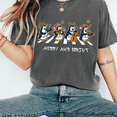 thumbnail image 1 of Merry and Bright Penguins Christmas T-Shirt, Cute Holiday Music Graphic Tee — Holiday Gift Idea, 1 of 2